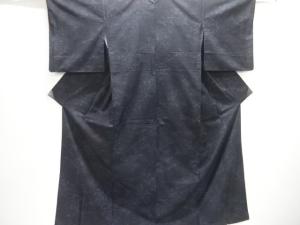 家屋に草花模様織り出し手織り紬着物